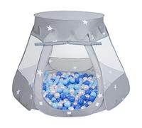 Selonis Tente 105X90cm/300 Balles Balles Château avec Les Balles Plastiques Piscine À Balles pour Enfants, Gris:Babyblue/Bleu/Perle