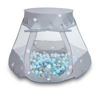 Selonis Tente 105X90cm/300 Balles Château avec Les Balles Plastiques Piscine À Balles pour Enfants, Gris: Perle-Gris-Transparent-Babyblue-Menthe