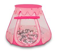 Selonis Tente 105X90cm/300 Balles Château avec Les Balles Plastiques Piscine À Balles pour Enfants, Rose: Perle-Gris-Transparent-Rose Poudré