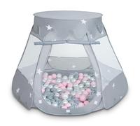 Selonis Tente 105X90cm/600 Balles Château avec Les Balles Plastiques Piscine À Balles pour Enfants, Gris: Perle-Gris-Transparent-Rose Poudré