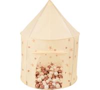 Selonis Tente de jeu pour enfants 100X130cm/100 balles En forme de pavillon Pour enfants Facile à monter Portable Maison de jeu Pour l'intérieur et l'extérieur, Beige clair : Beige pastel/rouge cuivre