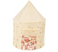 Selonis Tente De Jeu pour Enfants Château Maison De Jeu en Forme De Pavillon De Jeu 100X130cm/100 Balles Pliable Tente Pop-Up Enfant, Beige Clair: Beige Pastel/Saumon/Blanc