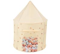Selonis Tente De Jeu pour Enfants Château Maison De Jeu en Forme De Pavillon De Jeu 100X130cm/100 Balles Pliable Tente Pop-Up Enfant Motifs D'étoiles, Beige Clair: Beige Pastel/Bleu Pastel/Saumon