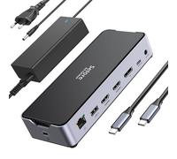 SELORE Docking Station d'accueil USB C 3 Moniteurs pour Ordinateur Portable | Dock USB C Double HDMI DisplayPort, USB A 2.0/3.0, USB C 3.1,PD, Ethernet, MicroSD/SD, HUB USB C pour Dell/Lenovo/HP