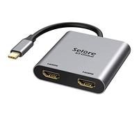 Selore&S-Global Adaptateur USB C vers double HDMI 4K @ 60 Hz, type C Thunderbolt 3 vers HDMI pour MacBook Pro 2020/2019/2018, MacBook Air, LenovoYoga 920/Thinkpad T480, Dell XPS 13/15