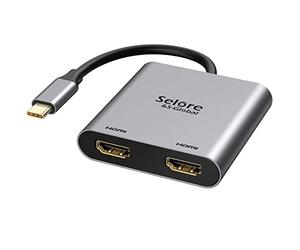 Selore&S-Global Adaptateur USB C vers double HDMI 4K @ 60 Hz, type C Thunderbolt 3 vers HDMI pour MacBook Pro 2020/2019/2018, MacBook Air, LenovoYoga 920/Thinkpad T480, Dell XPS 13/15