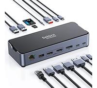 Selore&S-Global Dock USB C Docking Station USB C Double Monitor 15 en 1 Stations d'accueil Single 8K Triple Monitor 4K, HUB Dual HDMI, DisplayPort, 10Gbps USB 3.1, PD 100W, Ethernet RJ45 pour Dell