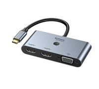 Selore Station d'accueil USB C 3 moniteurs, adaptateur USB C vers double HDMI VGA avec interrupteur multi-écran One-Touch et bouton marche/arrêt écran, convertisseur répartiteur HDMI pour Dell, HP,