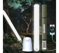 SELORSS Lampes de Camping Gonflables Solaires 33.86IN/86CM Lampe Télescopique Pliable Outask, Lumière LED Extérieure Portable 2000mAh IP66 Étanche avec Lumière Blanche pour Camping, Randonnée - Vert