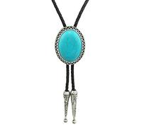 SELOVO Cravate Bolo en cuir véritable, Turquoise, average