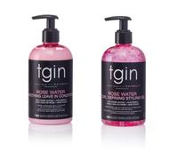 Selpont Lot de 2 après-shampoings sans rinçage et gel coiffant à l'eau rose - Styles protecteurs - Curls - Vagues - Démêlant - Faible porosité - Cheveux fins - 93 oz