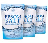 Sels de Bain 3 x1000g - Sels Epsom 3kg - Naturel Magnésium - Relaxation & Détoxification - Apaisant et Soulage les Muscles - Soin du Corps - Améliore le sommeil - Bains de Pieds