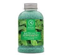 Sels de Bain Menthe Poivrée 600g - Sels Marins Aromatisés à l'HuileEssentielle de Menthe Poivrée - Sels de Mer Apaisantes et Hydratantes - Bain Relaxant - Soin du Corps - Bon Sommeil