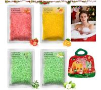 Sels de Bain Noel Set, Sels de bain moussants Femme, avec 4 parfums sels de Bain + Sacs Cadeaux de Noël Refermables avec poignées, pour En tant que cadeau de noël, Soulagement du Stress