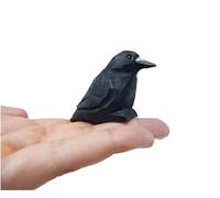 Selsela Figurine de corbeau sculptée à la main - Figurine Rave oiseau noir corbeau Statue Sculpture Art Miniature Sculpture sur bois Décor petit animal, décoration gothique et ornement de collection.