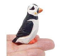 Selsela Figurine de macareux sculptée à la main - Macareux « Clown de la mer » en bois - Mini figurine sculptée - Décoration côtière et décoration de collection