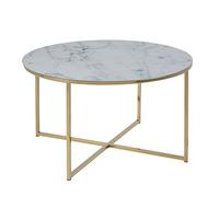 Selsey Alisma Table Basse Ronde Effet marbre avec Structure en métal Doré 80 cm