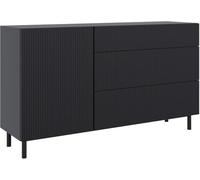 Selsey Armoire Chambre 140 cm Noir Élégante Et Fonctionnelle: Commode Chambre avec 1 Porte Et 3 Tiroirs, Meuble Cuisine Design Minimaliste, Finitions Fraisées, Pieds Métalliques, Fabriqué en Europe