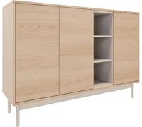Selsey Armoire Chambre Moderne 138 cm en Chêne Lindberg - Commode Chambre Adulte avec Pieds Métalliques, Meuble de Salon avec 3 Portes et Niches Ouvertes, Fabriquée en Europe