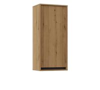 Selsey Armoire Suspendue Osaka 100 x 45,8 x 32 cm - Buffet Rangement Salle à Manger - Façades Nervurées, Poignées Noir - Meuble Bas de Cuisine MDF/Mélaminé - Finition Mate - Pieds Métalliques