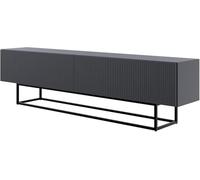 Meuble TV sur pieds noir - VELDIO - 175 cm - noir