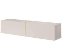 Selsey BISIRA - Meuble TV - 140 cm - Taupe (Gris-Beige) avec Insert doré