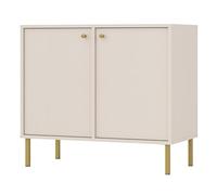 Selsey Buffet Rangement Octik Beige Sable 73,9 x 83,6 x 40,8 cm - Meuble Bas Salle à Manger, 2 Portes, 4 Étagères - Pieds Métalliques Dorés 15cm - Panneau de Particules Laminé - Design Moderne
