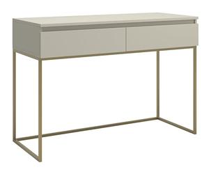 Selsey Bureau D'Ordinateur avec 2 Tiroirs 120 x 50 x 80 cm sur Pieds Dorés Cadre en Métal pour Bureau Salon Taupe Bemmi