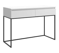Selsey Bureau D'Ordinateur avec 2 Tiroirs 120 x 50 x 80 cm sur Pieds Noirs Cadre en Métal pour Bureau Salon Blanc Bemmi