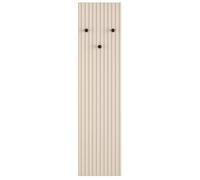 Selsey Caletto Porte-manteau mural beige - Panneau mural en panneau stratifié avec bords en ABS - 3 crochets noirs - Lamelles modernes - 137 x 34 cm - Résistant à l'humidité, aux rayures et à la