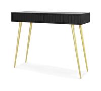 Selsey Coiffeuse avec 2 Tiroirs sur Pieds Dorés 104 x 80 cm Meuble De Rangement Noir Table De Maquillage Bello
