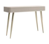 Selsey Coiffeuse de Maquillage - 113 cm - Rainurée - Push to Open - Fermeture Douce - Pieds dorés - Gris/Beige