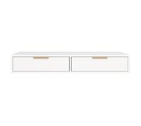 Selsey Coiffeuse Suspendue 110 x 40 x 17 cm Blanc, Poignées Dorées | Sans Contact au Sol, Glissières à Billes GTV, Poignées en Plastique, Panneau Laminé, Pour Cosmétiques et Bijoux