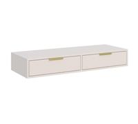 Selsey Coiffeuse Suspendue 110 x 40 x 17 cm Grège, Poignées Dorées | Sans Contact au Sol, Glissières à Billes GTV, Poignées en Plastique, Panneau Laminé, Pour Cosmétiques et Bijoux
