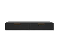 Selsey Coiffeuse Suspendue 110 x 40 x 17 cm Noir, Poignées Dorées | Sans Contact au Sol, Glissières à Billes GTV, Poignées en Plastique, Panneau Laminé, Pour Cosmétiques et Bijoux