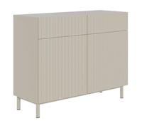 Selsey Commode 100 cm Greige Élégante et Fonctionnelle - Commode Chambre avec 2 Portes et 2 Tiroirs, Design Minimaliste, Finitions Fraisées, Pieds Métalliques, Fabriquée en Europe