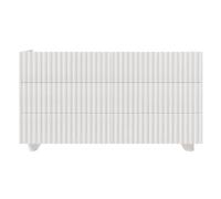 Selsey Commode 147 cm Meuble de Chambre Blanc Brillant 6 Tiroirs Spacieux avec Système Push-to-Open Façades Rainurées MDF Design Moderne Scandinave Fabriqué en Pologne