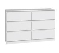 Selsey Commode 75 x 120 x 30 cm - Six tiroirs spacieux - Façade sans poignées - Panneau de Particules stratifié Robuste 16 mm - Design Blanc - Idéal pour Les Chambres