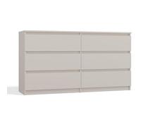 Selsey Commode 75 x 138 x 40 cm - Six tiroirs spacieux - Façade sans poignées - Panneau de Particules stratifié Robuste 16 mm - Design Cachemire - Idéal pour Les Chambres