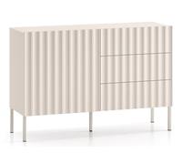 Commode avec façades cannelées - DERRIVA - 113 cm - beige clair