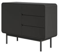 Selsey Commode À 3 Tiroirs 1 Porte sur Pieds Meuble De Rangement Push to Open 104 cm Noir Oro