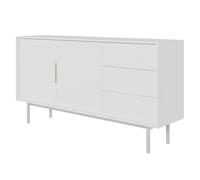 Selsey Commode À 3 Tiroirs 2 Portes Meuble De Rangement sur Pieds Push to Open Soft Close 154 cm Blanc Viviaro