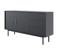 Selsey Commode À 3 Tiroirs 2 Portes Meuble De Rangement sur Pieds Push to Open Soft Close 154 cm Noir Viviaro