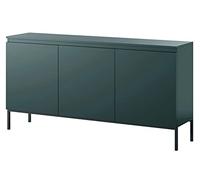 Selsey Commode Armoire 3 Portes 77 x 150 cm sur Pieds Dorés Meuble De Rangement pour Chambre À Coucher Vert Foncé Bemmi