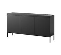 Selsey Commode Armoire 3 Portes 77 x 150 cm sur Pieds Noirs Meuble De Rangement pour Chambre À Coucher Noir Bemmi