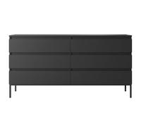 Selsey Commode Armoire 6 Tiroirs 150 x 77 cm sur Pieds Noirs Meuble De Rangement pour Chambre À Coucher Noir Bemmi