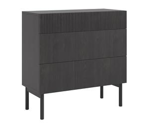 Selsey Commode Armoire 90 cm 3 Tiroirs sur Pieds en Bois Meuble De Rangement pour Chambre À Coucher Salon Frêne Portland Noir Nolie