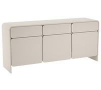 Selsey Commode Beige Cachemire 156 cm - 3 Portes Fermeture Douce & 6 Étagères - 3 Tiroirs - Chants PVC Durables - Meuble de Chambre pour Vaisselle/Textiles - Style Scandinave Bois Clair