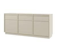 Selsey Commode Evo Buffet Rangement 154 x 68,6 x 39 cm - Meuble Bas Salle à Manger Moderne - 3 Tiroirs - Panneau Stratifié Effet Bois, Kaschmir - Finition Mate, ABS, Push-to-Open - Montage Facile