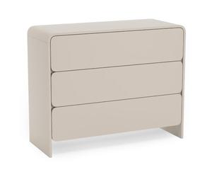 Selsey Commode Lummo 3 tiroirs 100 cm grège | Coins arrondis, glissières basses silencieuses, chants PVC, design organique moderne, mat